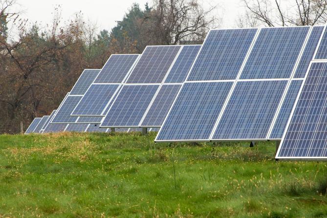 Solar panels in a field.