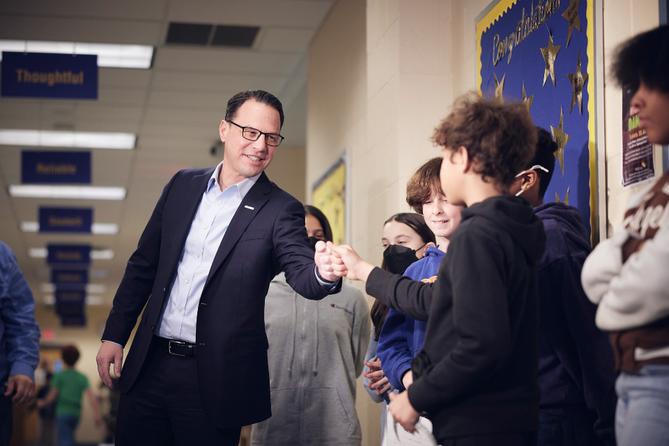 Gov. Josh Shapiro visits a Pittsburgh school in March, 2023. Gov. Josh Shapiro visits a Pittsburgh school in March, 2023.