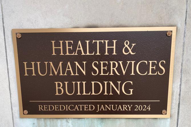 Sign identifying the Health & Human Services Building in Harrisburg, Pa. Sign identifying the Health & Human Services Building in Harrisburg, Pa.