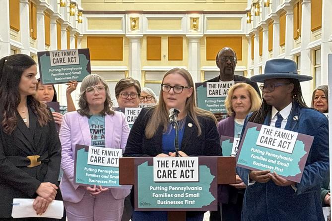 State Rep. Jen O'Mara speaks at a March event on paid family leave legislation. State Rep. Jen O'Mara speaks at a March event on paid family leave legislation.