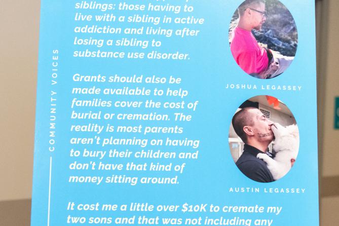 A poster memorializes two of Erika Shambaugh’s children.