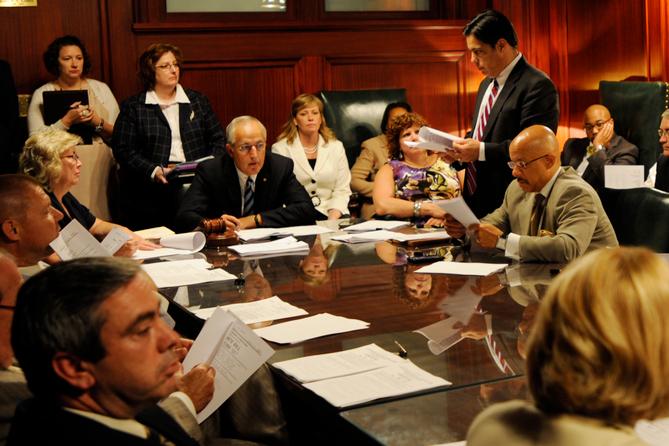 The Pa. Senate Rules Committee deliberates over a state budget in 2012.