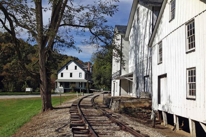 A portion of what was once the Maryland & Pennsylvania Railroad curves around a former flour mill in York County. A portion of what was once the Maryland & Pennsylvania Railroad curves around a former flour mill in York County.