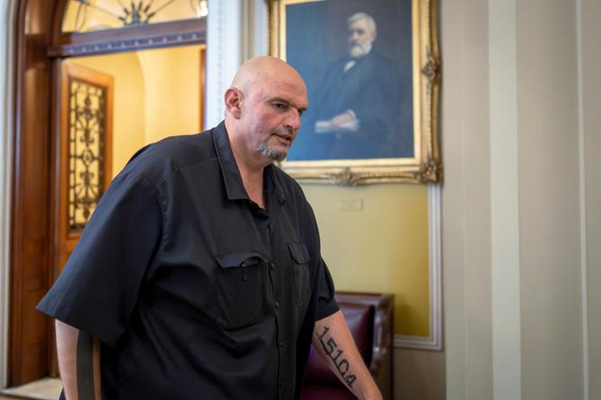 Sen. John Fetterman (D., Pa.) leaves the chamber as the Senate holds a procedural vote on July 24, 2025. Sen. John Fetterman (D., Pa.) leaves the chamber as the Senate holds a procedural vote on July 24, 2025.