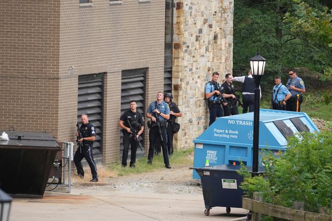 Police gather at the Villanova University campus where an active shooter was reported Thursday, Aug. 21, 2025, in Villanova, Pennsylvania Police gather at the Villanova University campus where an active shooter was reported Thursday, Aug. 21, 2025, in Villanova, Pennsylvania
