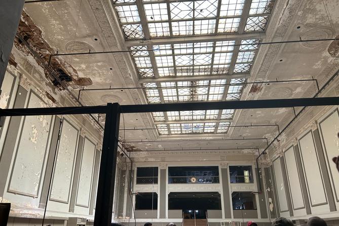 Mayor Eddie Morán speaks alongside state Rep. Manny Guzman (D., Berks) about the importance of the City Revitalization and Improvement Zone for the future of downtown Reading from the inside of The Reading Trust Company building on Penn Street on July 29, 2025.