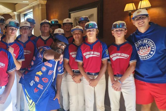 Mayor JoJo Burgess of Washington, Pa., poses with the Washington County baseball team. Mayor JoJo Burgess of Washington, Pa., poses with the Washington County baseball team.