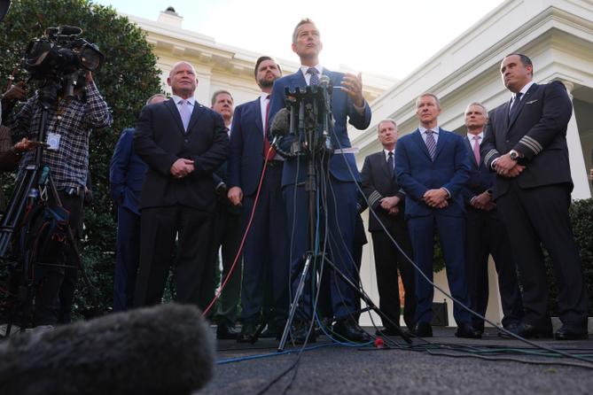 Transportation Secretary Sean Duffy outside the West Wing of the White House, in October 2025. Transportation Secretary Sean Duffy outside the West Wing of the White House, in October 2025.