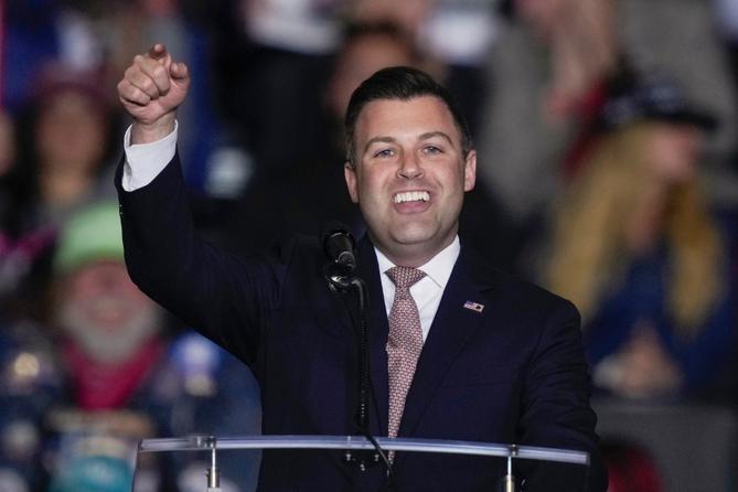 U.S. Rep. Ryan Mackenzie speaks at a Trump campaign rally in 2024. U.S. Rep. Ryan Mackenzie speaks at a Trump campaign rally in 2024.
