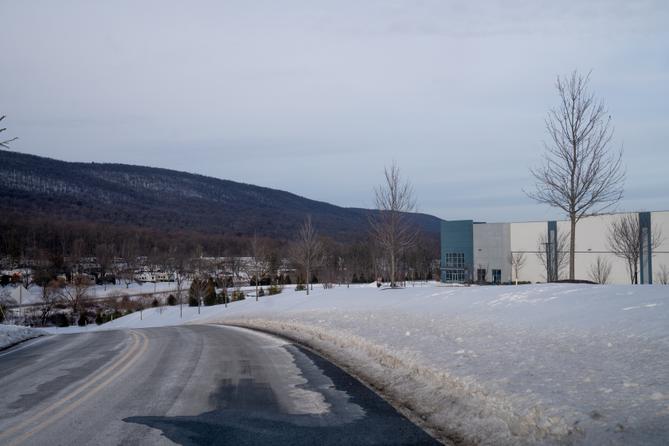 A view of a Berks County warehouse purchased by ICE to be used as a processing center.
