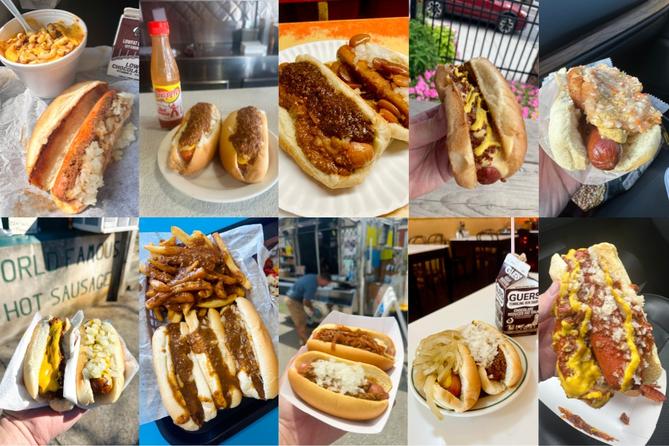 Collage of hot dogs photographed around Pennsylvania