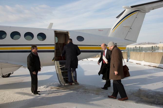 Former Gov. Tom Wolf boards the state plane in 2016. Former Gov. Tom Wolf boards the state plane in 2016.
