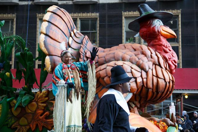 Parade participants wave from a turkey-shaped float at the 98th Annual 6ABC Dunkin' Donuts Thanksgiving Day Parade. Parade participants wave from a turkey-shaped float at the 98th Annual 6ABC Dunkin' Donuts Thanksgiving Day Parade.