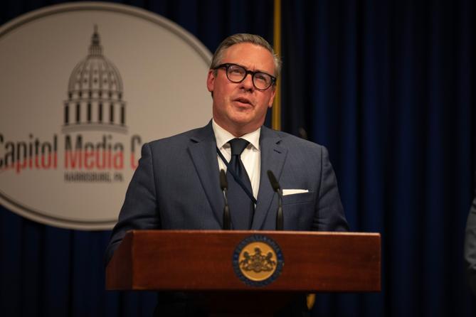 Secretary of the Commonwealth Al Schmidt holds a news conference at the Capitol in Harrisburg. Secretary of the Commonwealth Al Schmidt holds a news conference at the Capitol in Harrisburg.