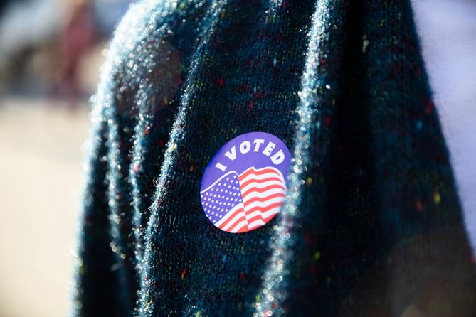 A Pennsylvania voter in Camp Hill wears an I Voted sticker on Election Day, Nov. 8, 2022. A Pennsylvania voter in Camp Hill wears an I Voted sticker on Election Day, Nov. 8, 2022.