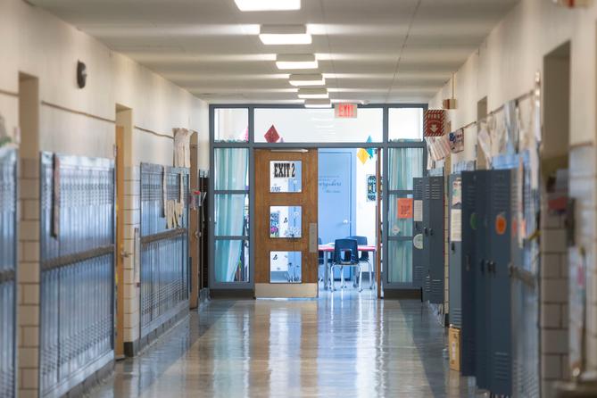 The hallway of a school in Pennsylvania. The hallway of a school in Pennsylvania.