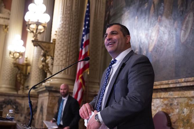 Mark Rozzi addresses the Pennsylvania House after being selected speaker. Mark Rozzi addresses the Pennsylvania House after being selected speaker.
