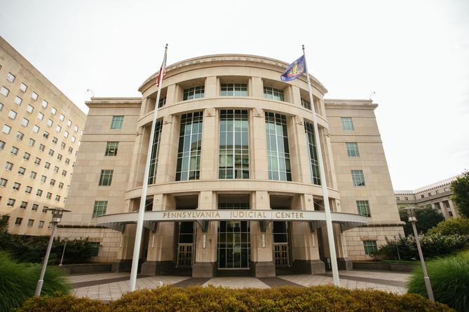 The exterior to the Pennsylvania Judicial Center, located in Harrisburg’s historic capitol complex. The exterior to the Pennsylvania Judicial Center, located in Harrisburg’s historic capitol complex.