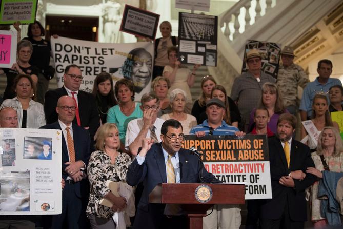 Rep. Mark Rozzi (D., Berks) is seen here at a 2018 rally at the state Capitol advocating for a change in state law to allow lawsuits for child sex abuse. Rep. Mark Rozzi (D., Berks) is seen here at a 2018 rally at the state Capitol advocating for a change in state law to allow lawsuits for child sex abuse.