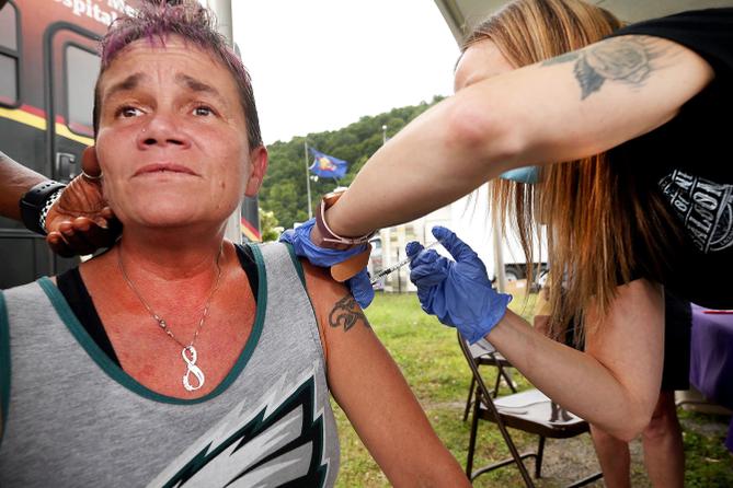 Holley Snyder, 45 of Hanover Township in Luzerne County, received the Johnson & Johnson vaccine at the Wayne County Fair. Holley Snyder, 45 of Hanover Township in Luzerne County, received the Johnson & Johnson vaccine at the Wayne County Fair.