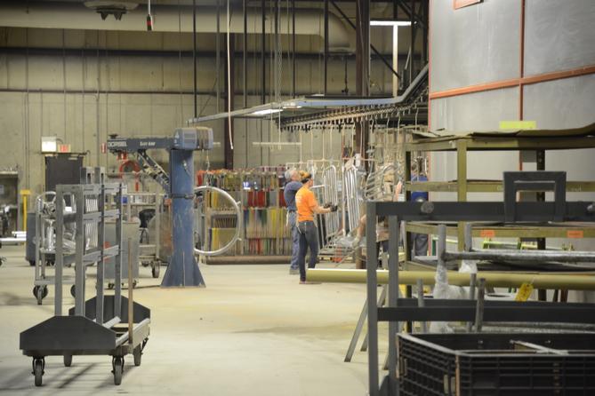 Inside the PlayWorld facility in Lewisburg, where one worker questioned, "how is playground equipment life-sustaining?” Inside the PlayWorld facility in Lewisburg, where one worker questioned, "how is playground equipment life-sustaining?”