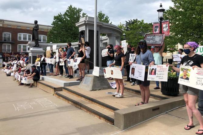 The 3/20 Coalition protests against police violence at the Centre County Government building. The 3/20 Coalition protests against police violence at the Centre County Government building.
