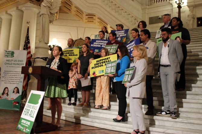 Rep. Emily Kinkead (D., Allegheny) speaks at an event in favor of free school lunches in June, 2025. Rep. Emily Kinkead (D., Allegheny) speaks at an event in favor of free school lunches in June, 2025.